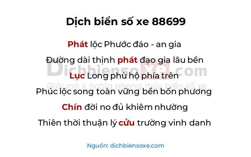 Dịch thơ biển số 88699