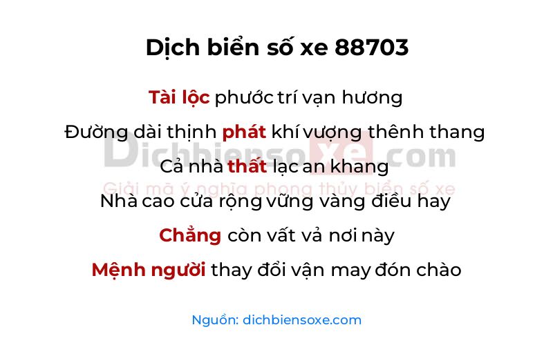 Dịch thơ biển số 88703