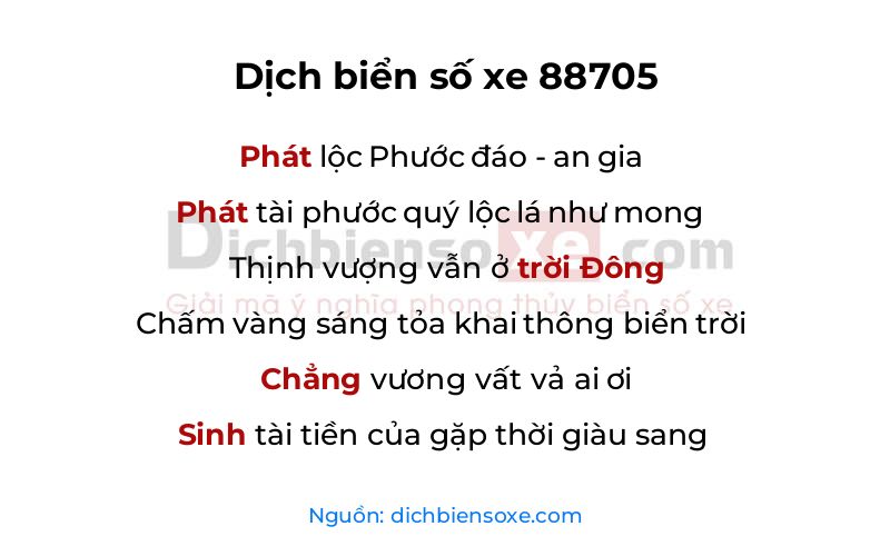 Dịch thơ biển số 88705