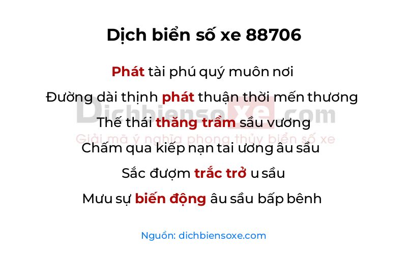 Dịch thơ biển số 88706