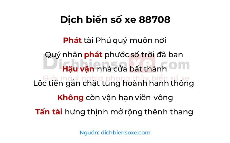 Dịch thơ biển số 88708