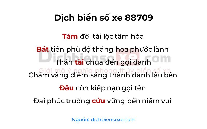 Dịch thơ biển số 88709