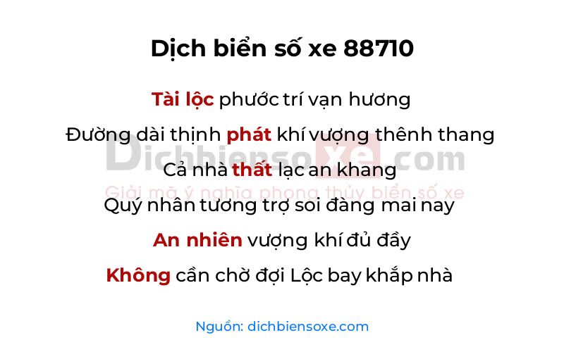 Dịch thơ biển số 88710