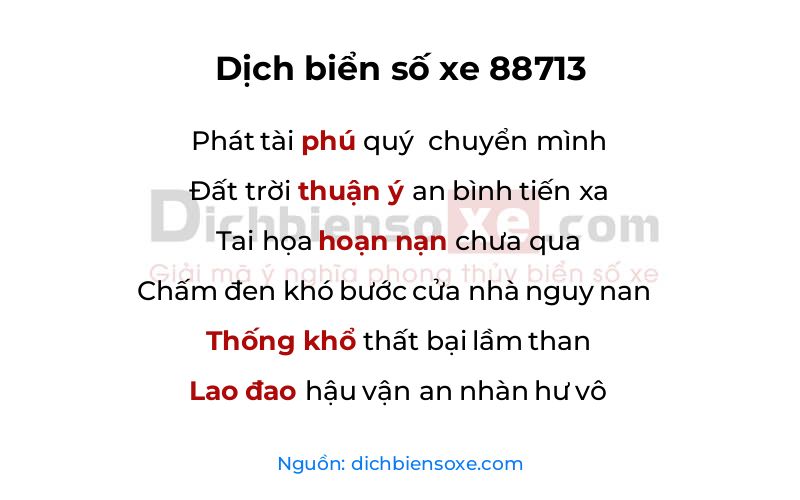 Dịch thơ biển số 88713