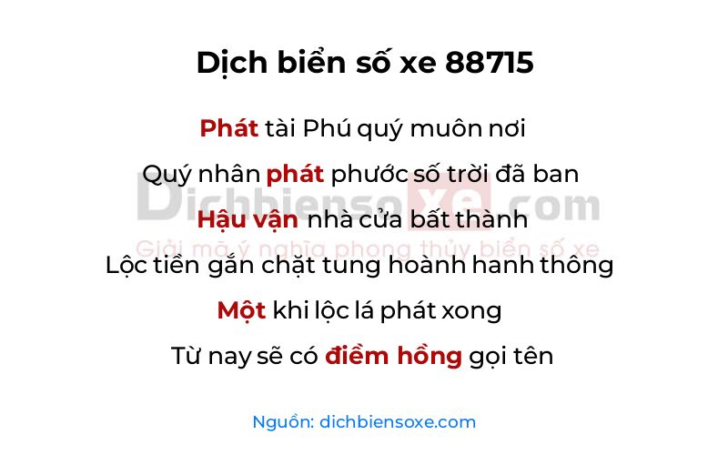 Dịch thơ biển số 88715