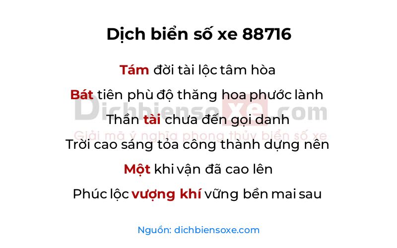 Dịch thơ biển số 88716