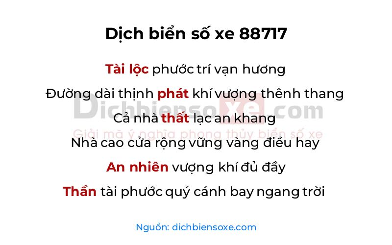 Dịch thơ biển số 88717
