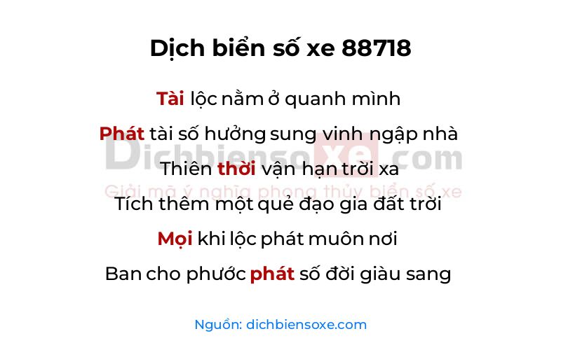 Dịch thơ biển số 88718