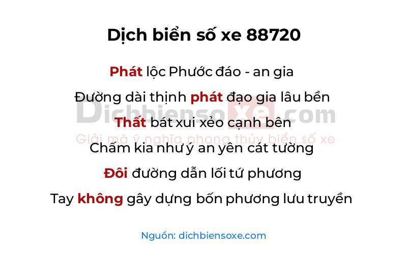 Dịch thơ biển số 88720