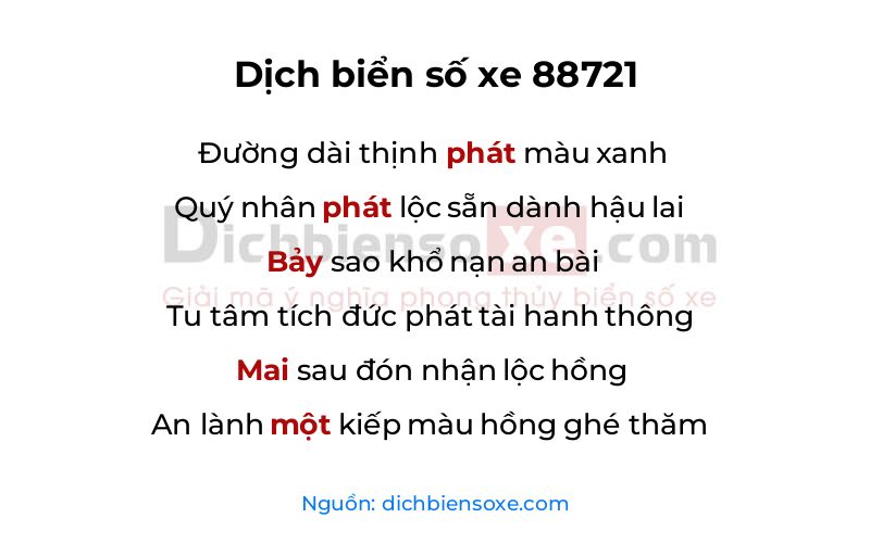 Dịch thơ biển số 88721