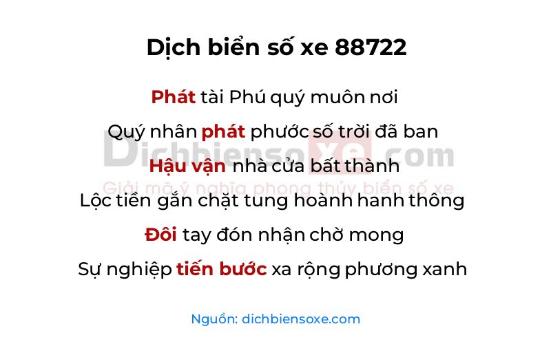 Dịch thơ biển số 88722