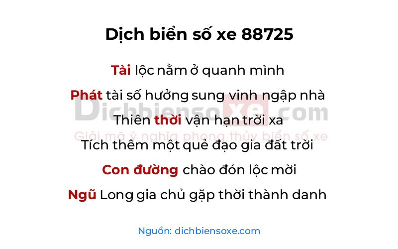 Dịch thơ biển số 88725