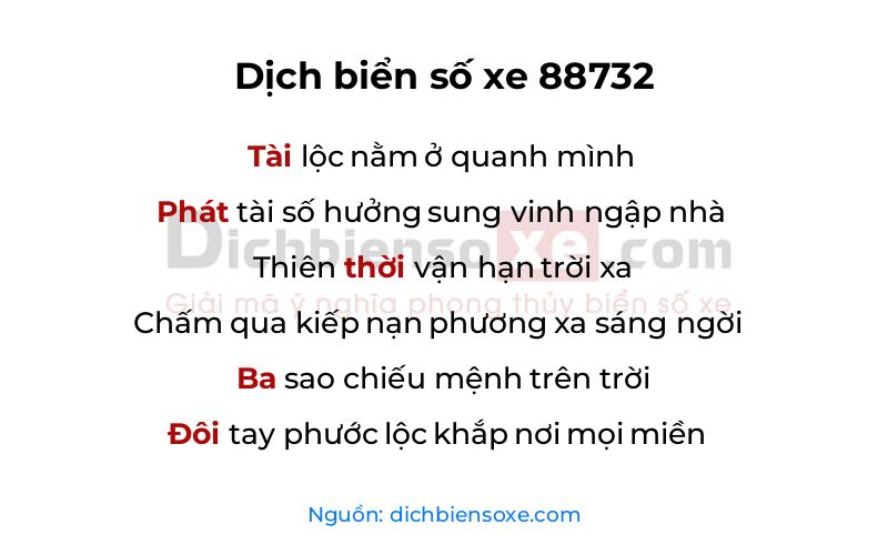 Dịch thơ biển số 88732