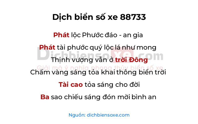 Dịch thơ biển số 88733