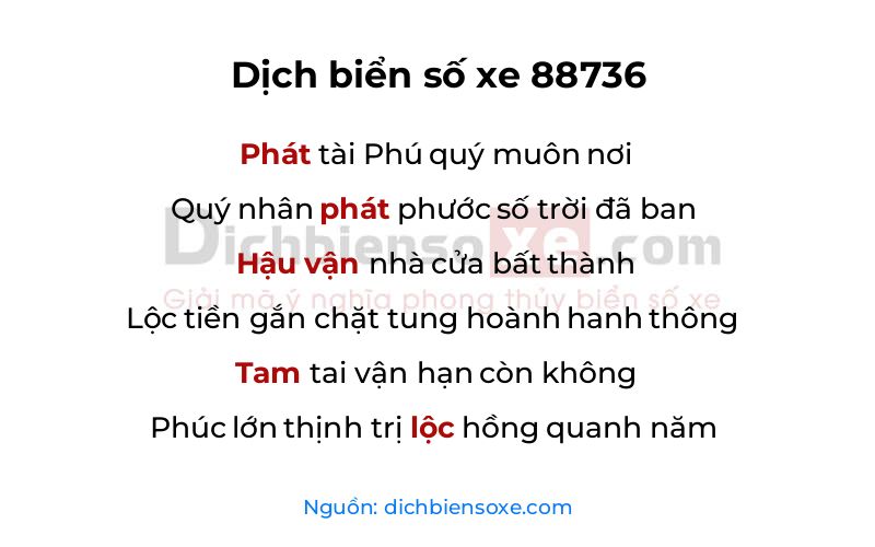 Dịch thơ biển số 88736