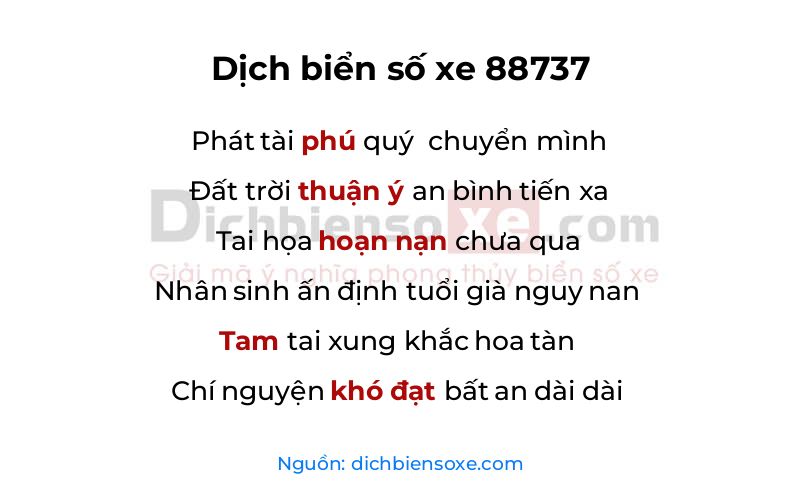 Dịch thơ biển số 88737