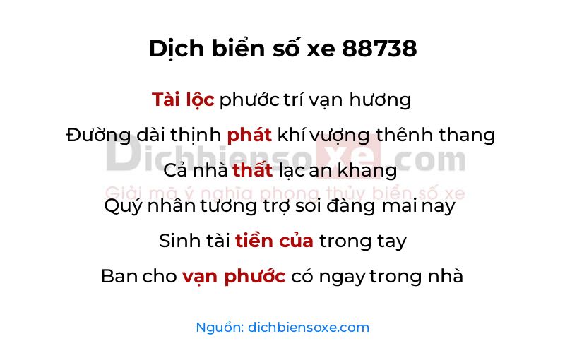 Dịch thơ biển số 88738