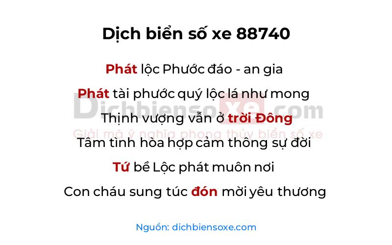 Dịch thơ biển số 88740