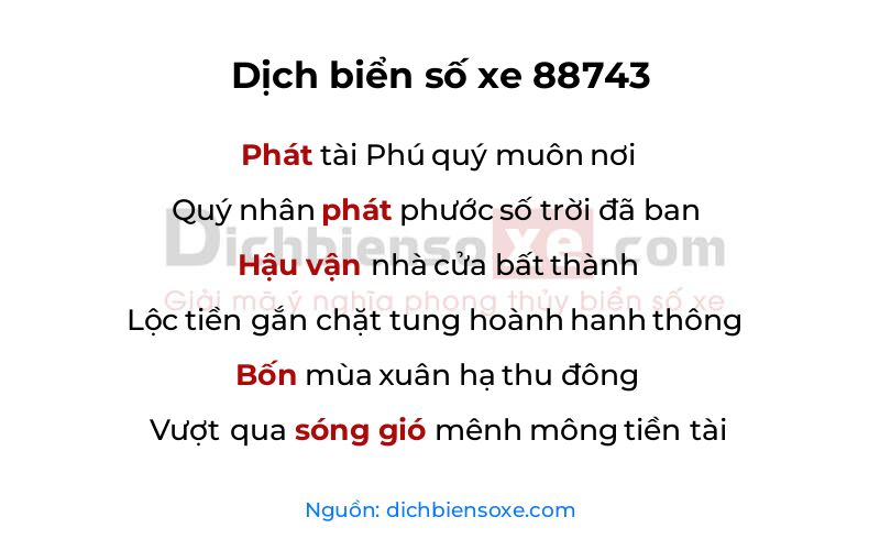 Dịch thơ biển số 88743