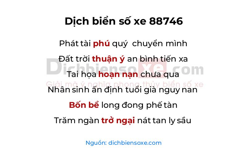 Dịch thơ biển số 88746