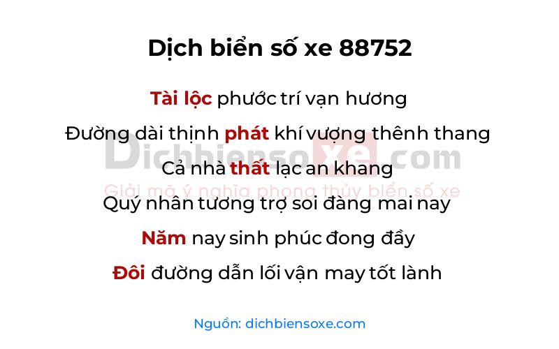 Dịch thơ biển số 88752