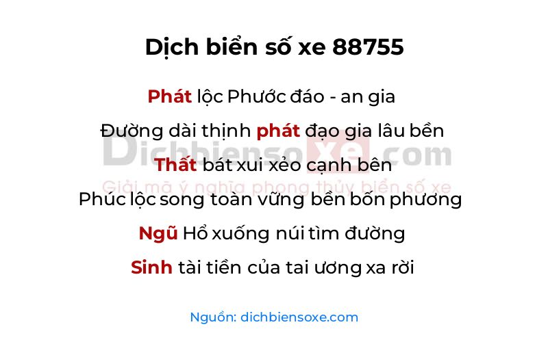 Dịch thơ biển số 88755