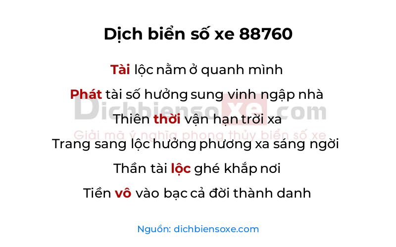 Dịch thơ biển số 88760