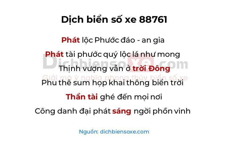 Dịch thơ biển số 88761
