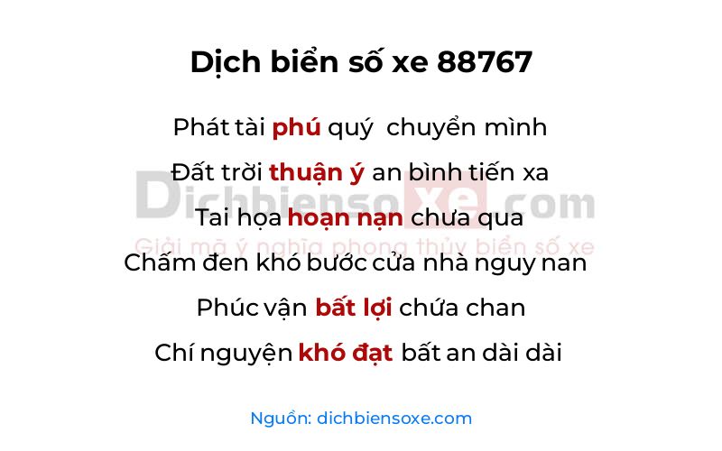 Dịch thơ biển số 88767