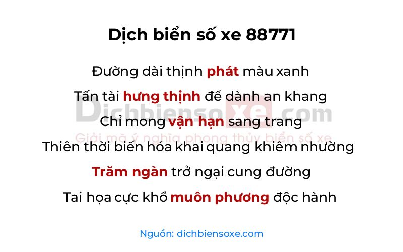 Dịch thơ biển số 88771