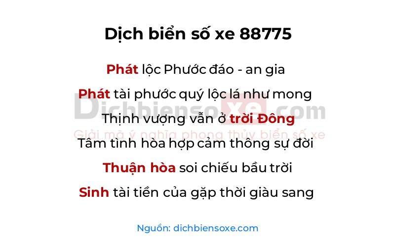 Dịch thơ biển số 88775