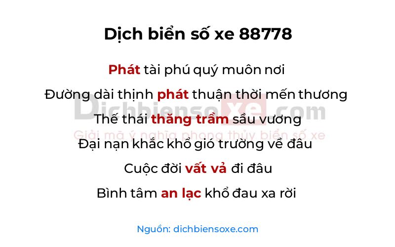 Dịch thơ biển số 88778