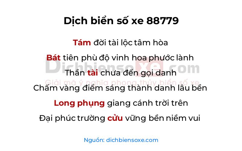 Dịch thơ biển số 88779