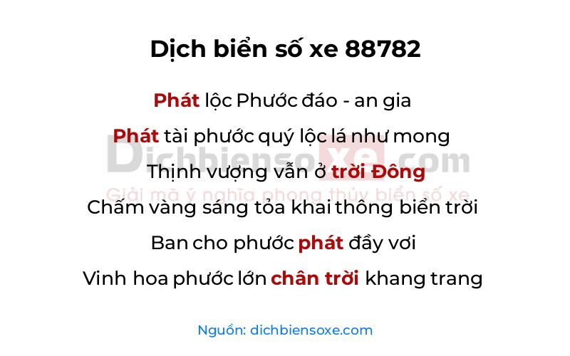 Dịch thơ biển số 88782