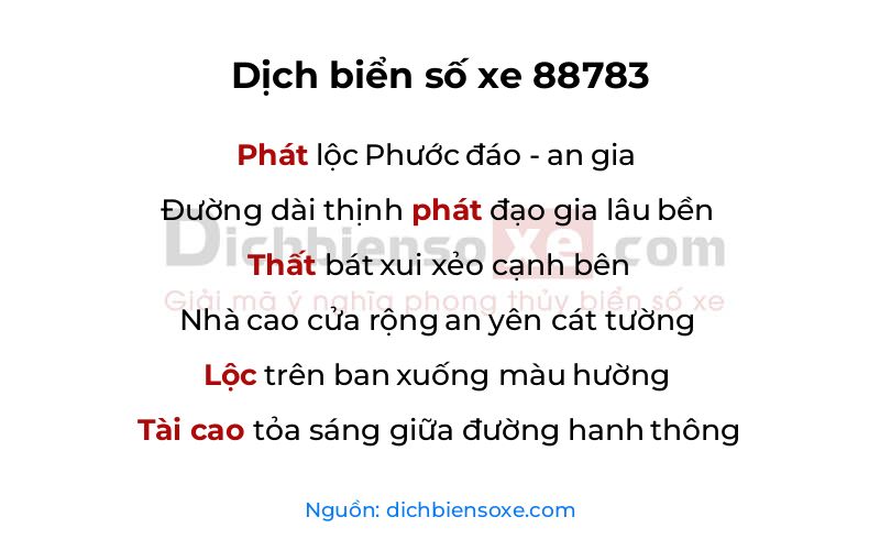 Dịch thơ biển số 88783