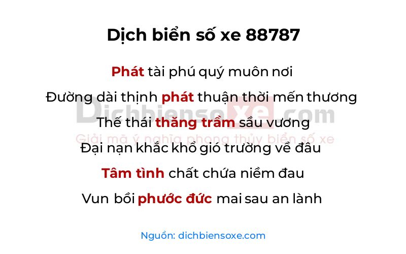 Dịch thơ biển số 88787
