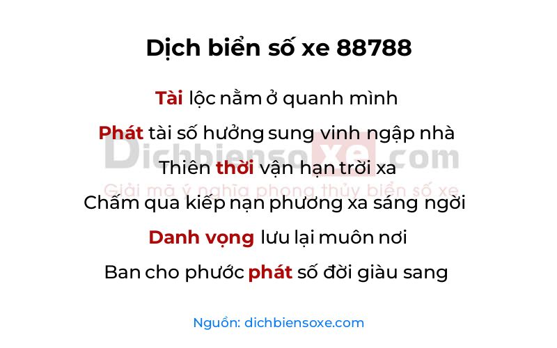 Dịch thơ biển số 88788