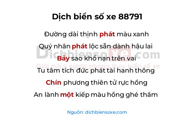 Dịch thơ biển số 88791