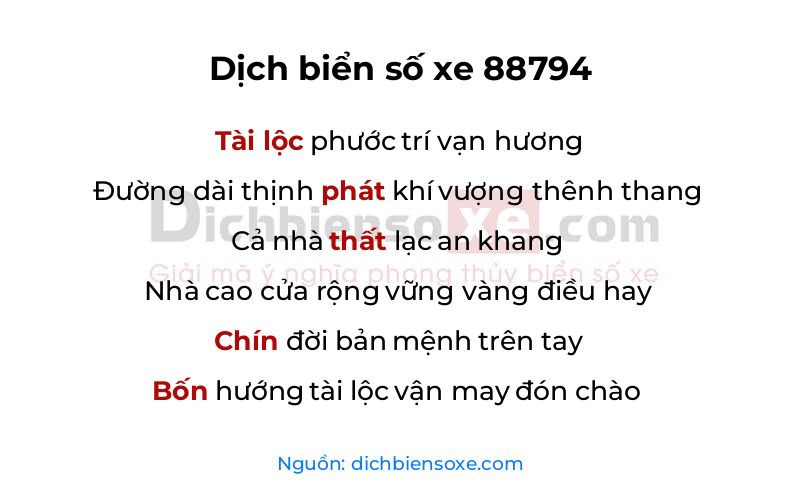 Dịch thơ biển số 88794