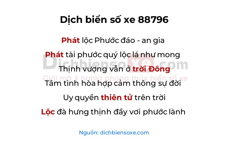 Dịch thơ biển số 88796