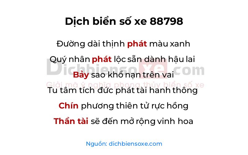 Dịch thơ biển số 88798