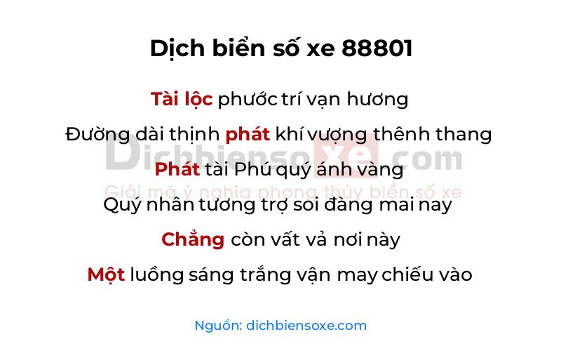 Dịch thơ biển số 88801