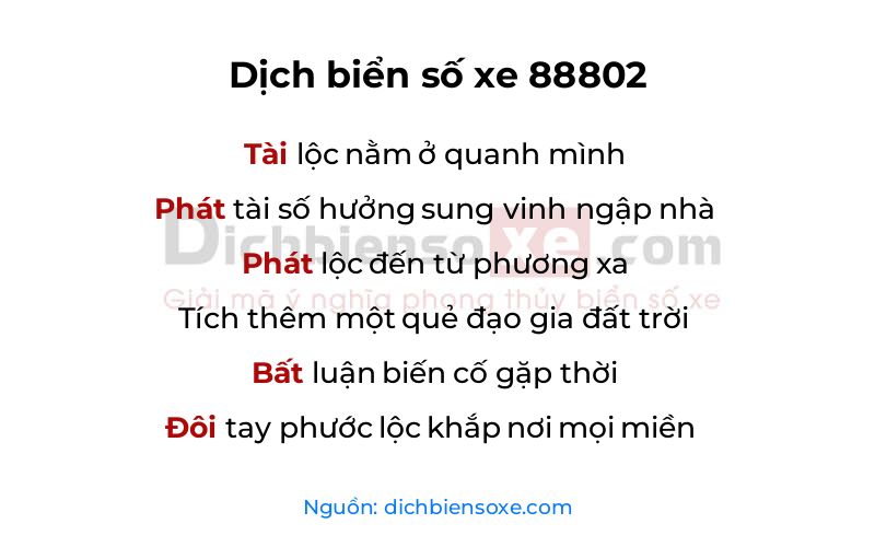 Dịch thơ biển số 88802