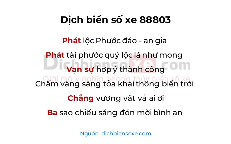 Dịch thơ biển số 88803