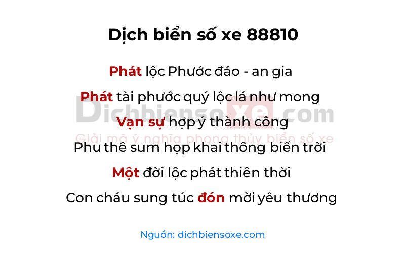 Dịch thơ biển số 88810