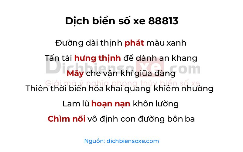 Dịch thơ biển số 88813