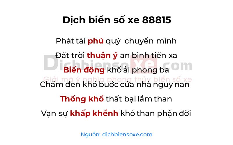 Dịch thơ biển số 88815