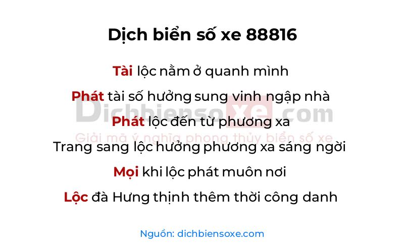 Dịch thơ biển số 88816