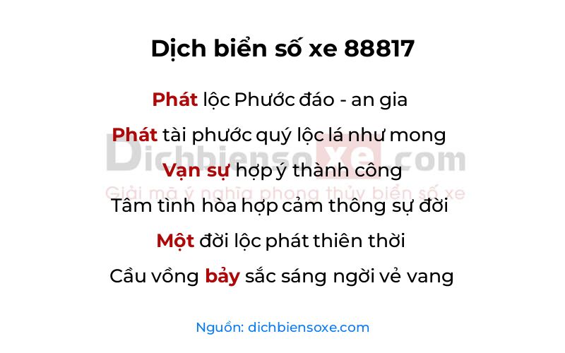 Dịch thơ biển số 88817