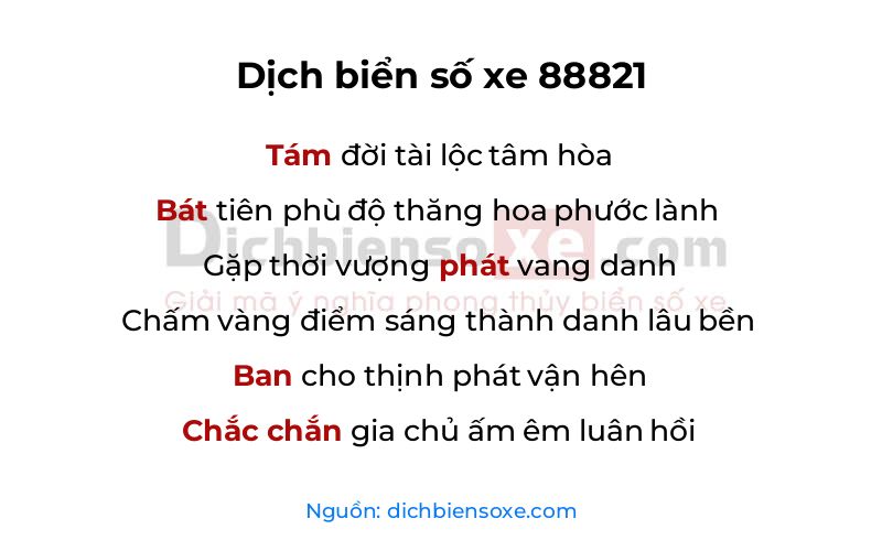 Dịch thơ biển số 88821